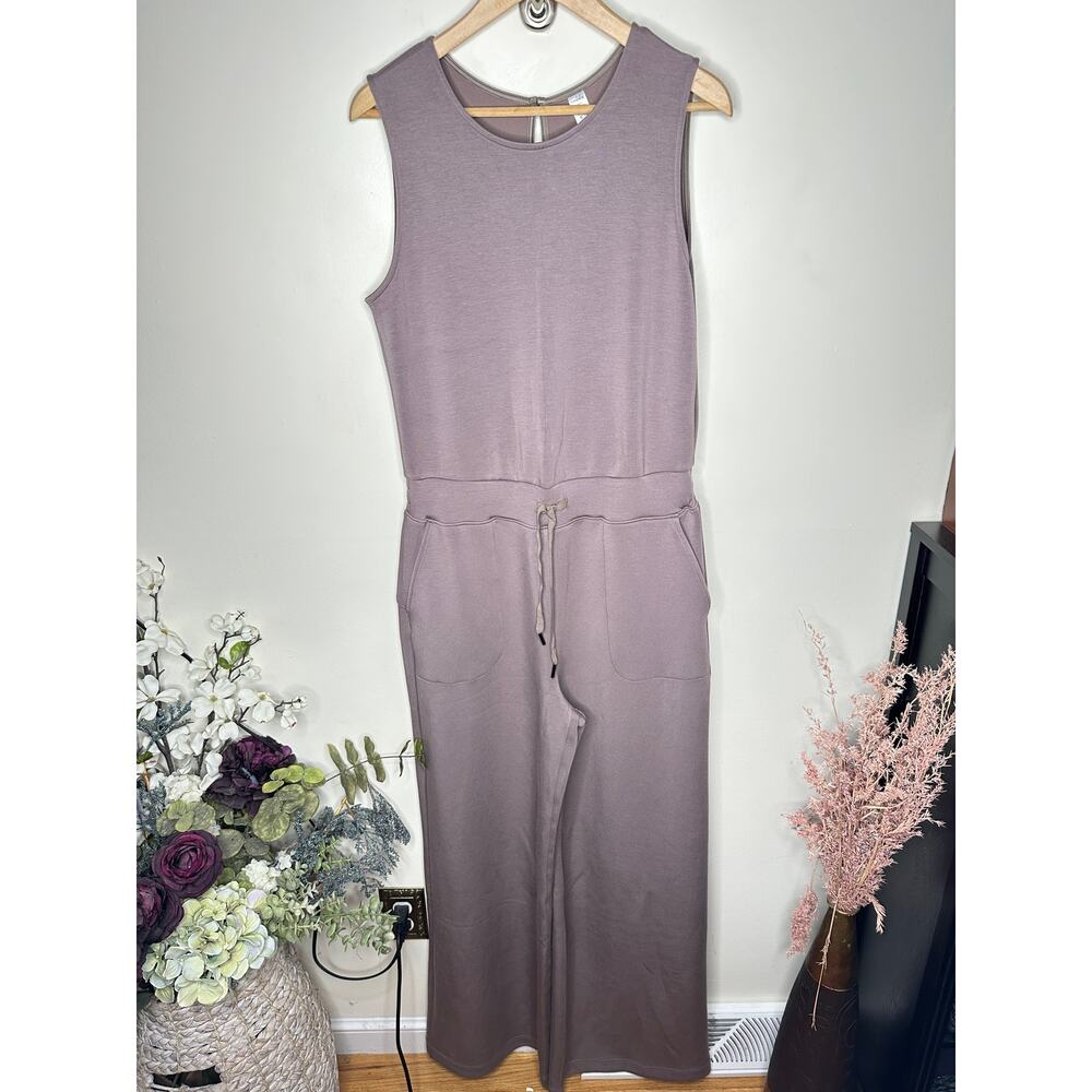 SPANX AirEssentials Sleeveless Wide Leg Jumpsuit Smoke Sz L Tall $148 {3W32} - Picture 2 of 6
